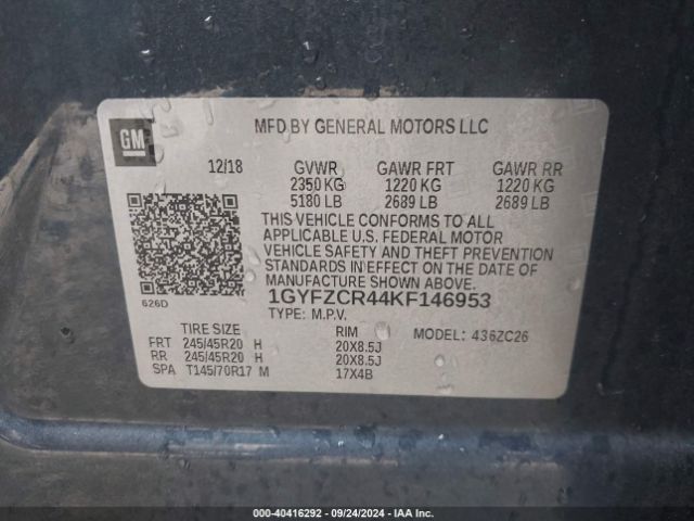 1GYFZCR44KF146953 Cadillac Xt4 Premium Luxury