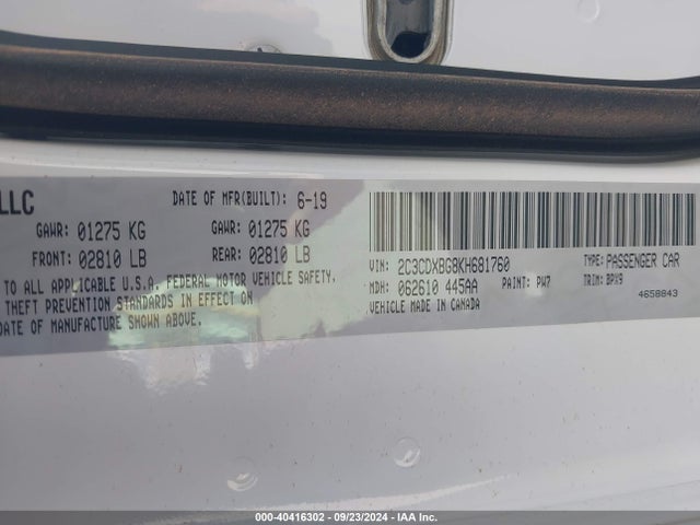 Dodge Charger Sxt Rwd 2019 2C3CDXBG8KH681760 Image 9