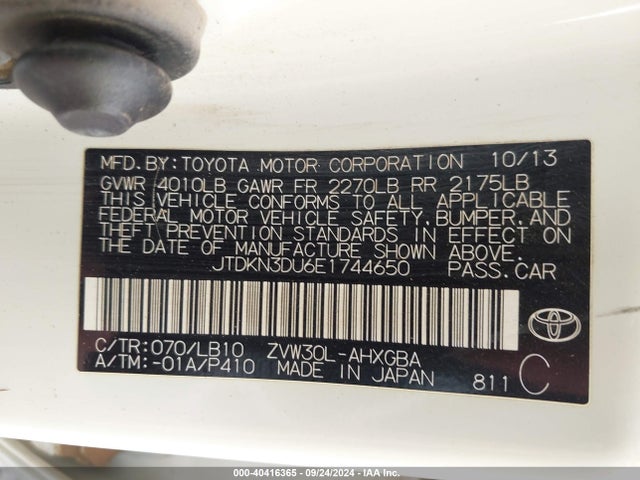Toyota Prius Four 2014 JTDKN3DU6E1744650 Image 9