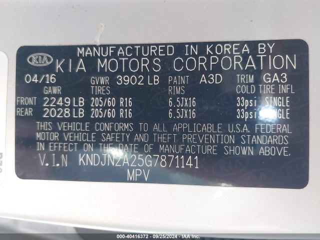 KIA Soul 2016 KNDJN2A25G7871141 Image 9