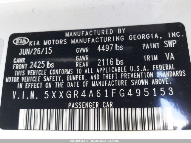 5XXGR4A61FG495153 KIA Optima Sx Turbo