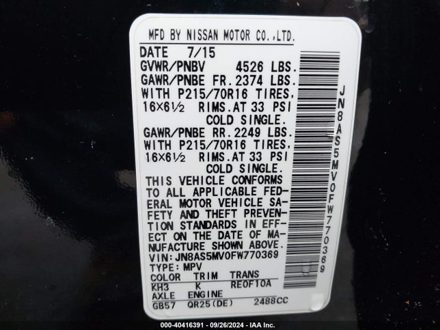 Nissan Rogue Select S 2015 JN8AS5MV0FW770369 Image 9