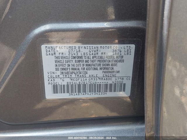 3N1AB7AP4JY341334 Nissan SENTRA S