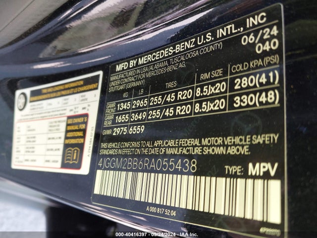 4JGGM2BB6RA055438 Mercedes-Benz Eqe 350+ Suv