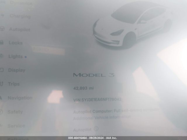 5YJ3E1EA6NF178042 Tesla MODEL 3