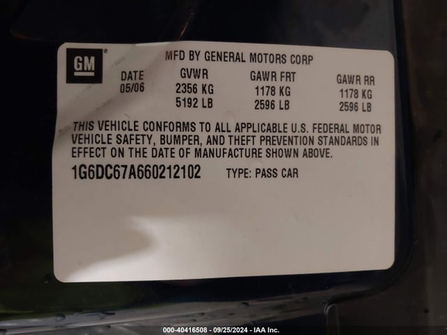 2006 CADILLAC STS 1G6DC67A660212102 Photo 8