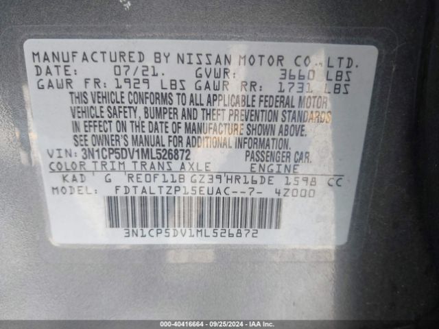 3N1CP5DV1ML526872 Nissan Kicks Sr Xtronic Cvt