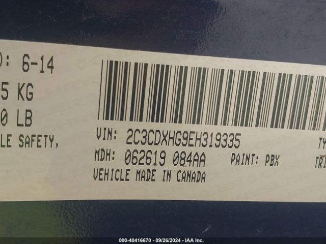 2C3CDXHG9EH319335 Dodge Charger Sxt Plus