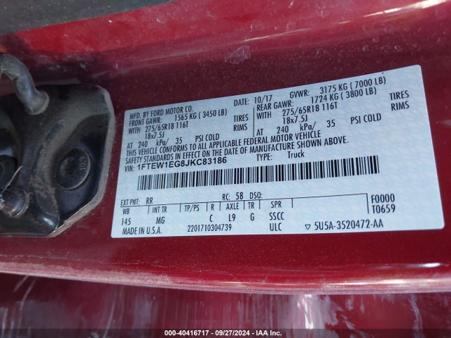 Ford F-150 Xlt 2018 1FTEW1EG8JKC83186 Image 9