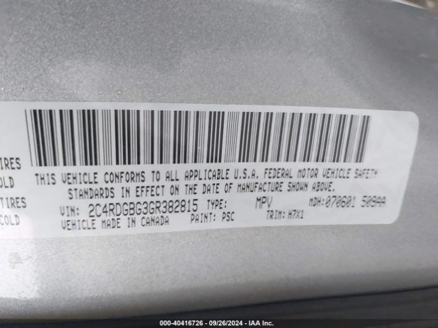 2C4RDGBG3GR382815 Dodge Grand Caravan Se