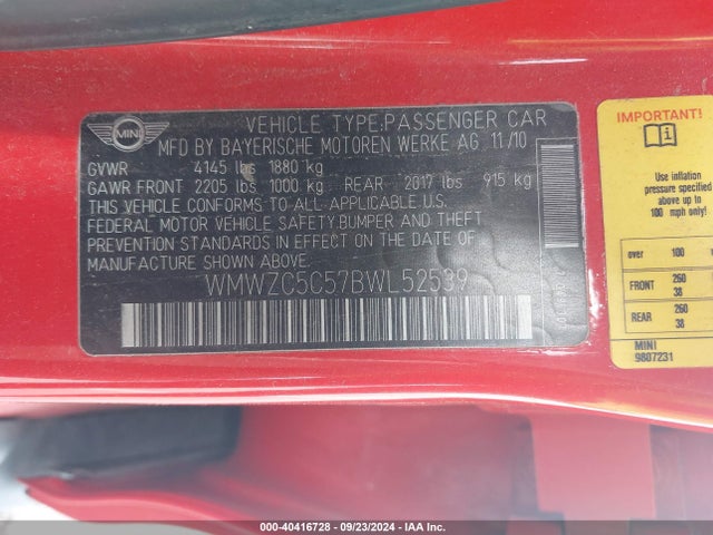 2011 MINI COOPER S COUNTRYMAN WMWZC5C57BWL52539 Photo 8