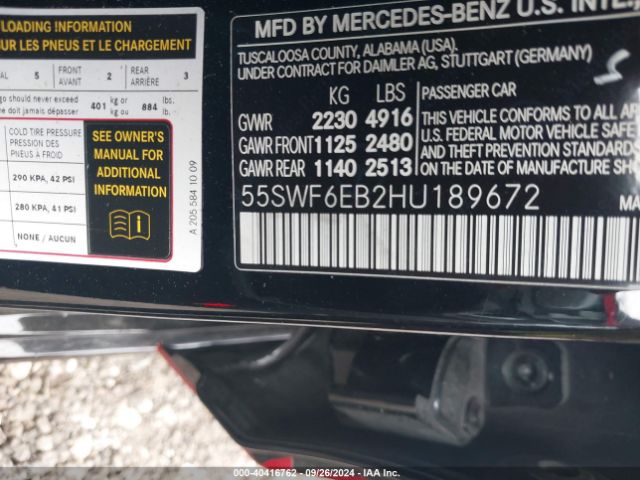 55SWF6EB2HU189672 Mercedes-Benz Amg C 43 4matic