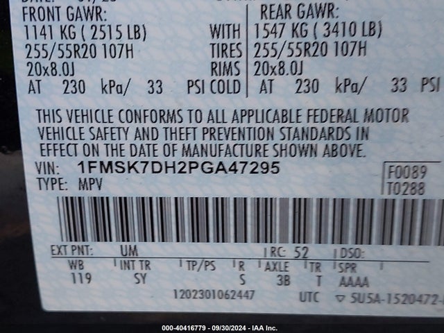 Ford EXPLORER XLT 2023 1FMSK7DH2PGA47295 Image 9
