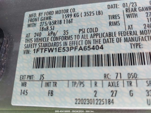 1FTFW1E53PFA65404 Ford F-150 Xlt