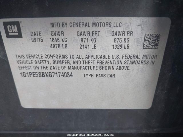 1G1PE5SBXG7174034 Chevrolet Cruze Limited 1lt Auto