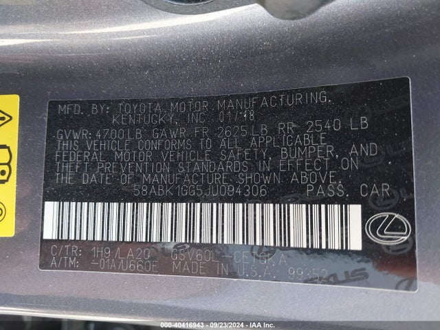 58ABK1GG5JU094306 Lexus ES 350