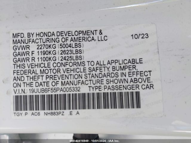 19UUB6F55PA005332 Acura Tlx A-spec Package