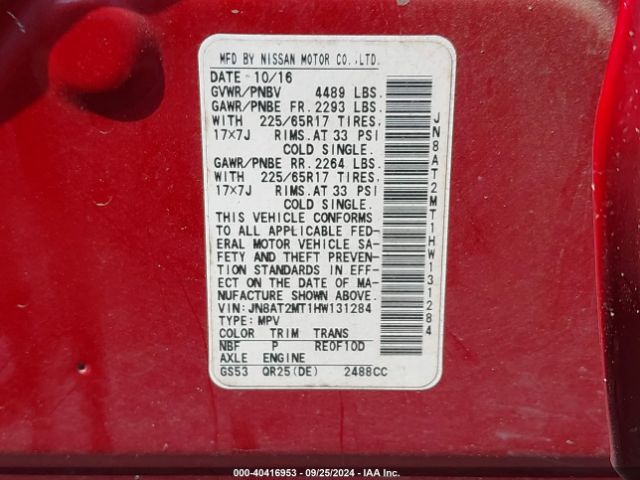 JN8AT2MT1HW131284 Nissan ROGUE SV