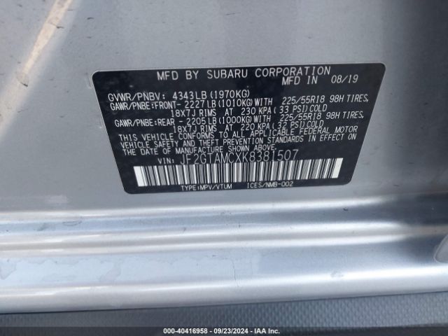 JF2GTAMCXK8381507 Subaru Crosstrek 2.0i Limited