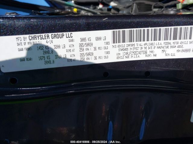 1C4RJFCM2EC427336 Jeep Grand Cherokee Overland