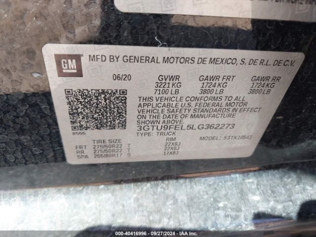 3GTU9FEL5LG362273 GMC Sierra 1500 4wd  Short Box Denali