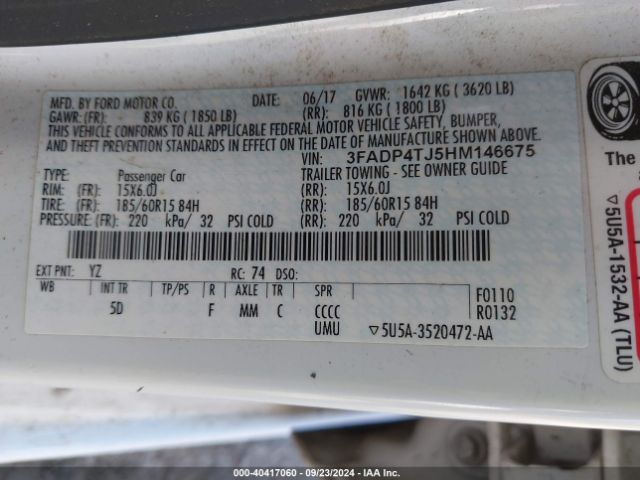 3FADP4TJ5HM146675 Ford FIESTA S