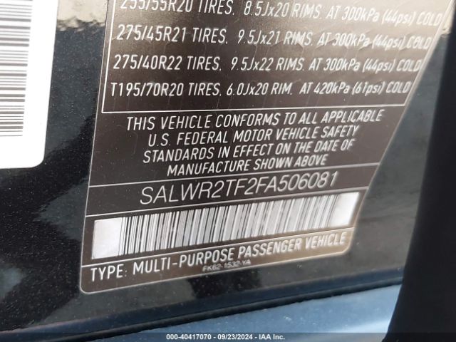 SALWR2TF2FA506081 Land Rover Range Rover Sport 5.0l V8 Supercharged
