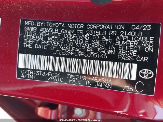 Toyota Corolla Hybrid Se 2023 JTDBCMFE9PJ005146 Image 9