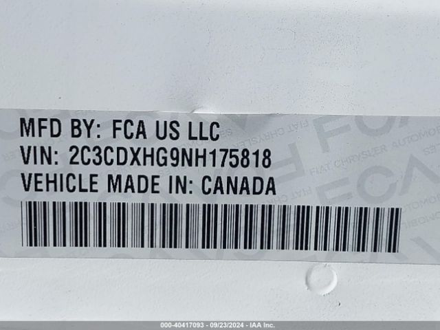 2C3CDXHG9NH175818 Dodge Charger Gt Rwd