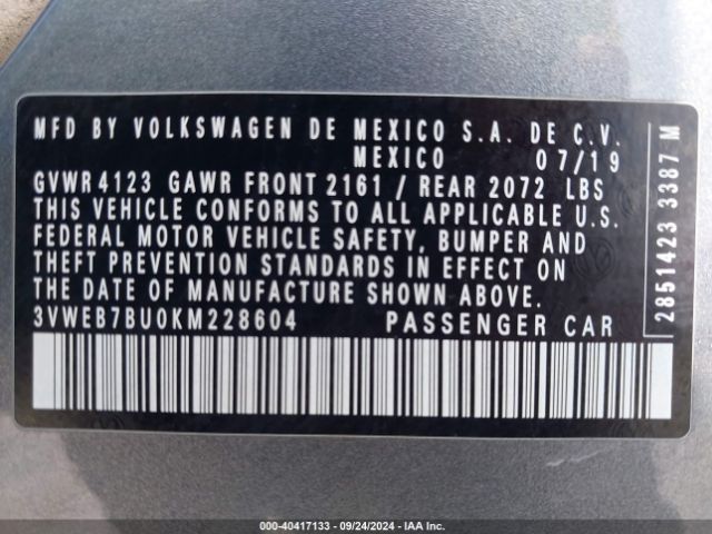 3VWEB7BU0KM228604 Volkswagen Jetta 1.4t Sel
