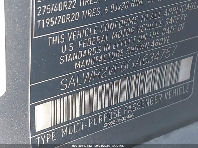 SALWR2VF6GA634757 Land Rover Range Rover Sport 3.0l V6 Supercharged Hse