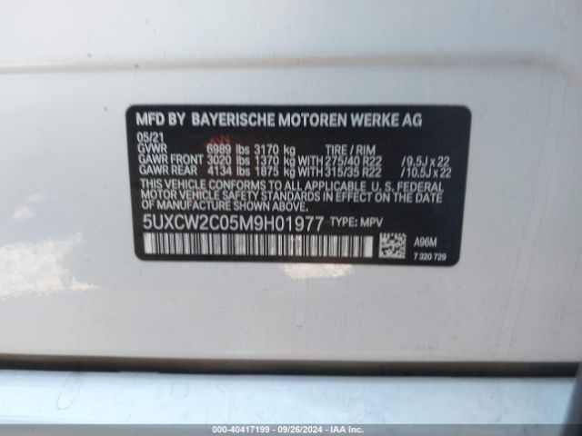 5UXCW2C05M9H01977 BMW X7 Xdrive40i