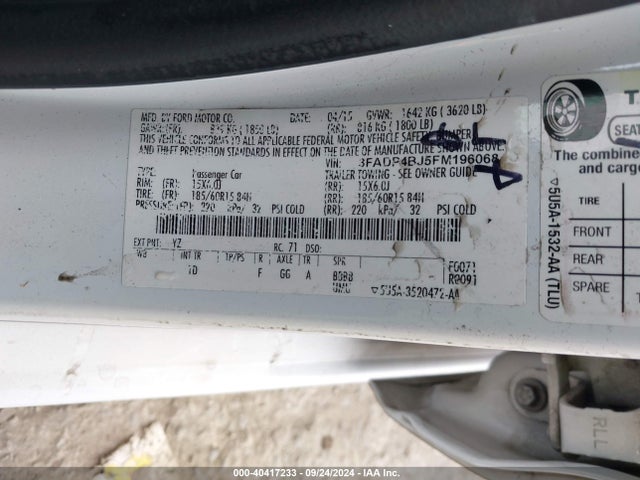 Ford FIESTA SE 2015 3FADP4BJ5FM196068 Image 9