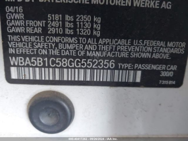 WBA5B1C58GG552356 BMW 535i