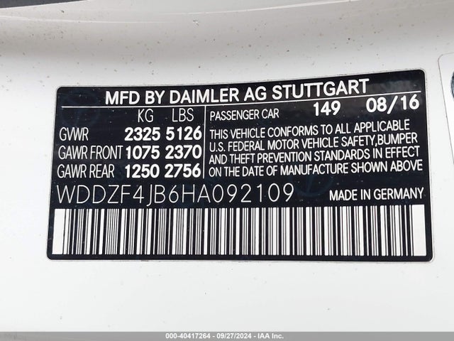 Mercedes-Benz E 300 2017 WDDZF4JB6HA092109 Image 9