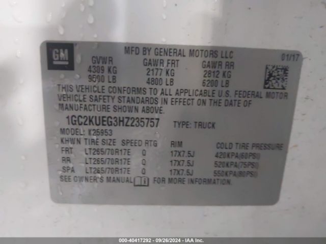 1GC2KUEG3HZ235757 Chevrolet Silverado 2500hd Wt