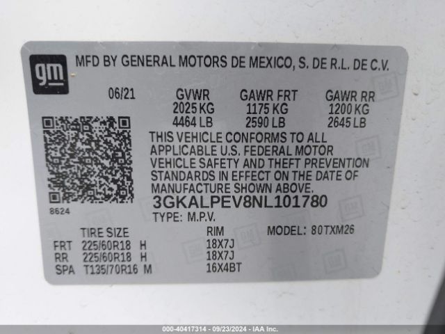 3GKALPEV8NL101780 GMC Terrain Fwd Slt
