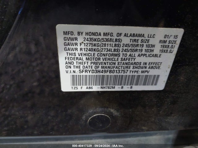 5FRYD3H49FB013757 Acura Mdx Technology Package