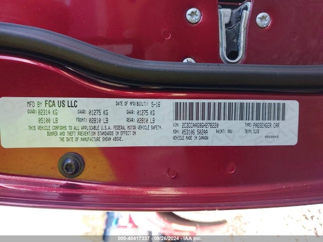 Chrysler 300 Anniversary Edition 2016 2C3CCAAG9GH278220 Image 9