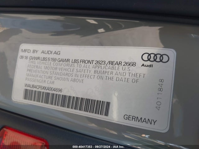 WAUB4CF5XKA004696 Audi S5 3.0t Premium