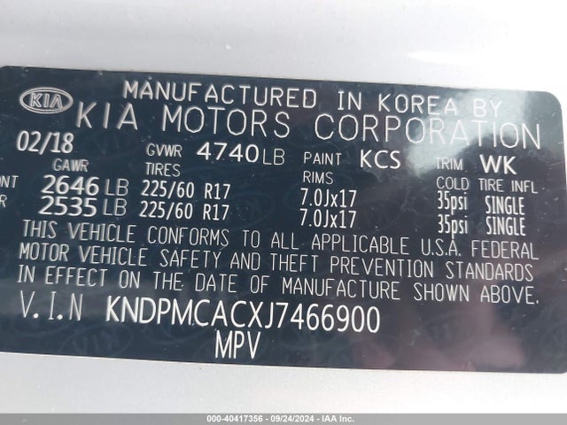 KIA Sportage Lx 2018 KNDPMCACXJ7466900 Image 9
