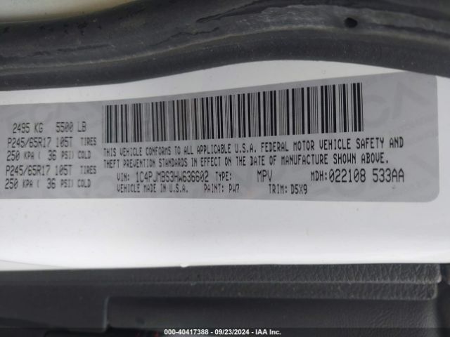 1C4PJMBS3HW636602 Jeep Cherokee Trailhawk 4x4