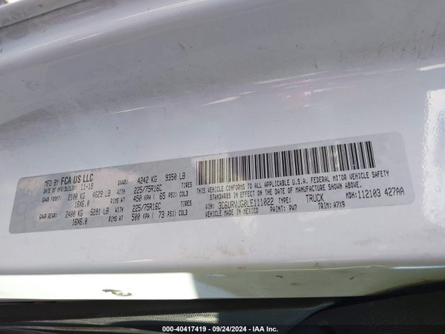 3C6URVJG0LE111022 RAM Promaster 3500 Cargo Van High Roof 159 Wb Ext