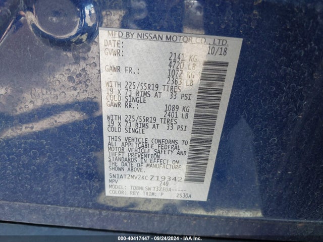 Nissan Rogue Sl 2019 5N1AT2MV2KC719342 Image 9