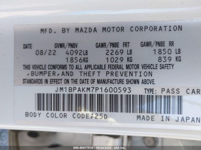 JM1BPAKM7P1600593 Mazda Mazda3 2.5 S Select
