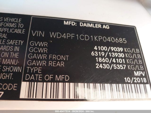 WD4PF1CD1KP040685 Mercedes-Benz Sprinter 2500 High Roof V6