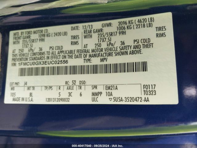 1FMCU0GX3EUC02556 Ford ESCAPE SE