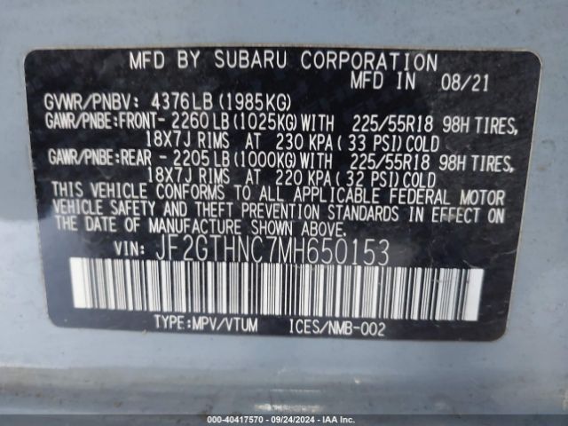 JF2GTHNC7MH650153 Subaru Crosstrek Limited