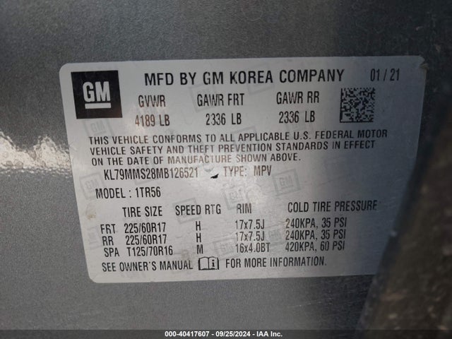 Chevrolet Trailblazer Fwd Ls 2021 KL79MMS28MB126521 Image 9