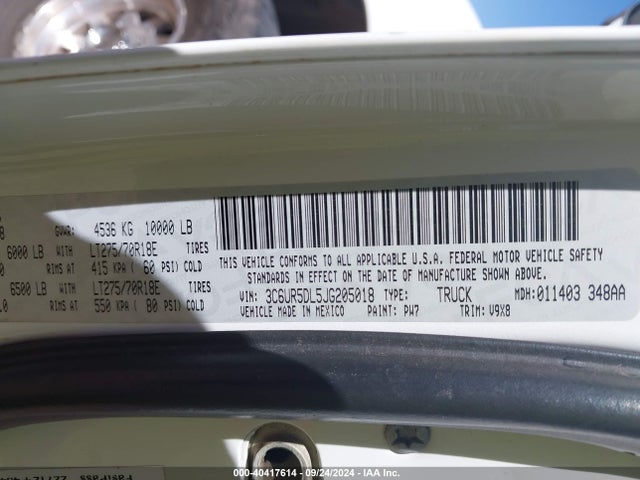 RAM 2500 Slt  4x4 6'4 Box 2018 3C6UR5DL5JG205018 Image 9